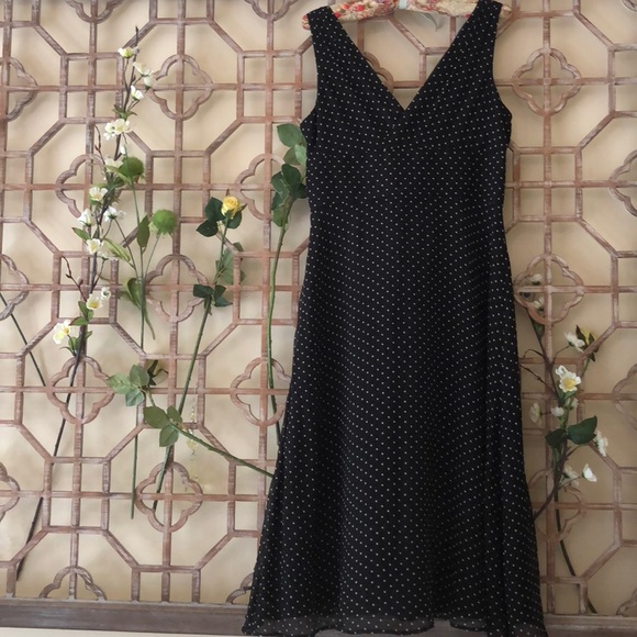 J Crew black polka dot silk sleeveless dress - Picture 7 of 8